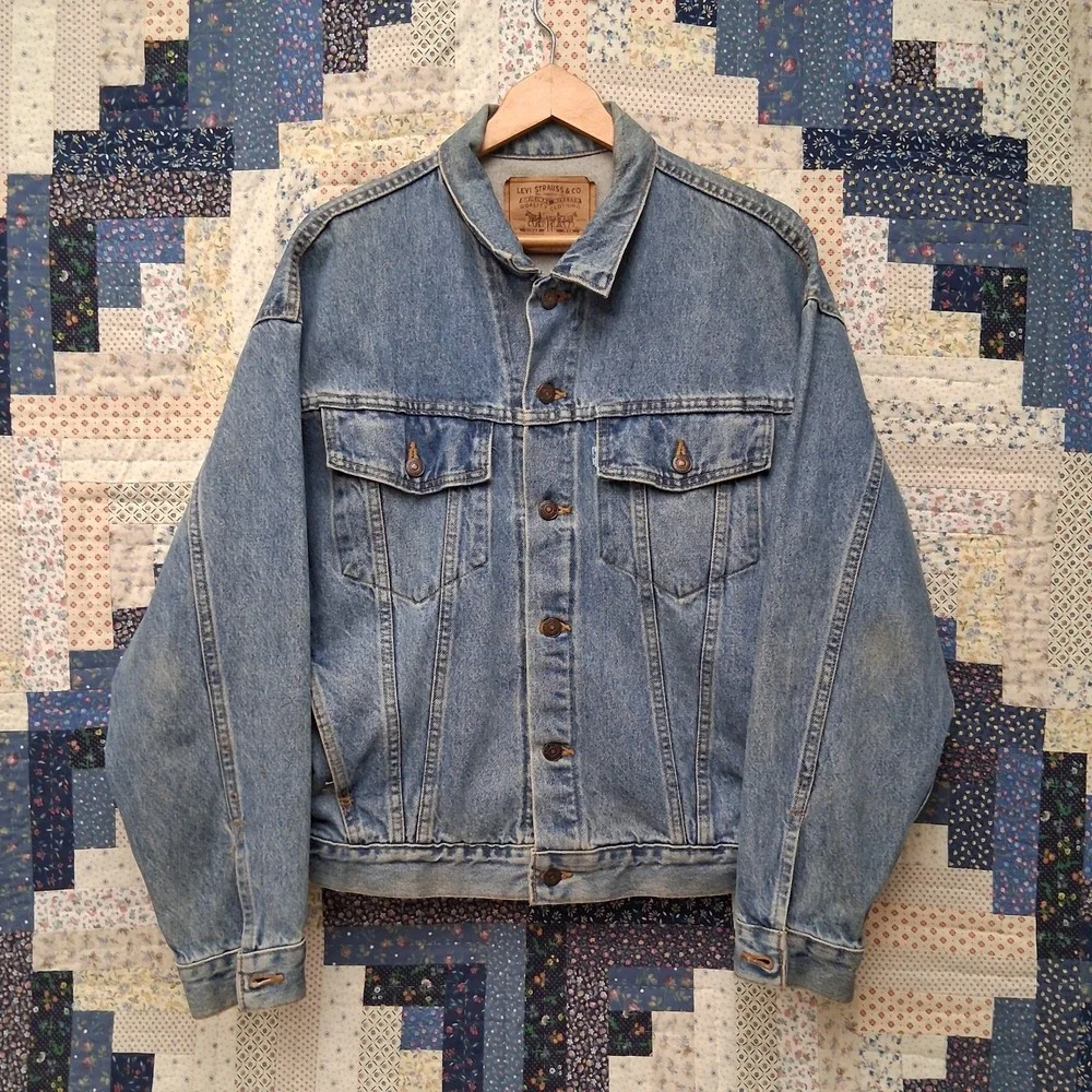 Vintage 90s Levis White Tab Type 3 Denim Trucker Jacket Sz XL 57598 Made in USA